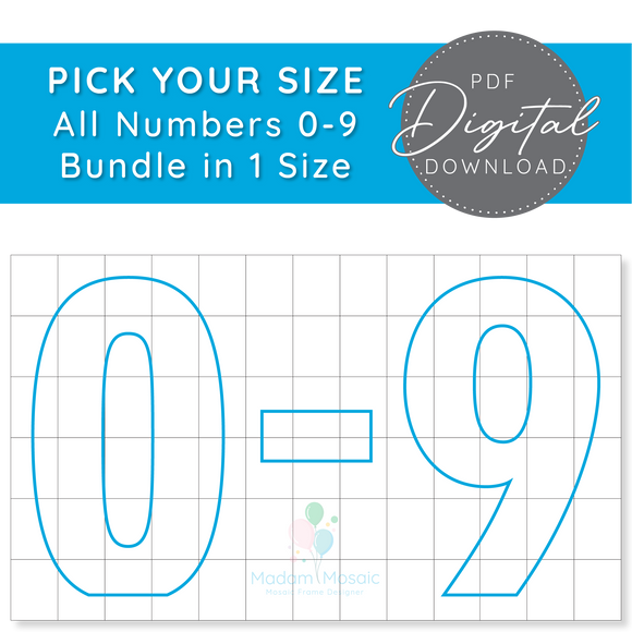 All Numbers, Pick Your Size! - Digital Mosaic Template Bundle