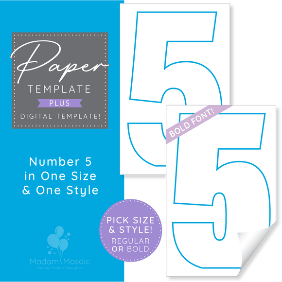 Number 5 - Large Print/Digital Template Bundle