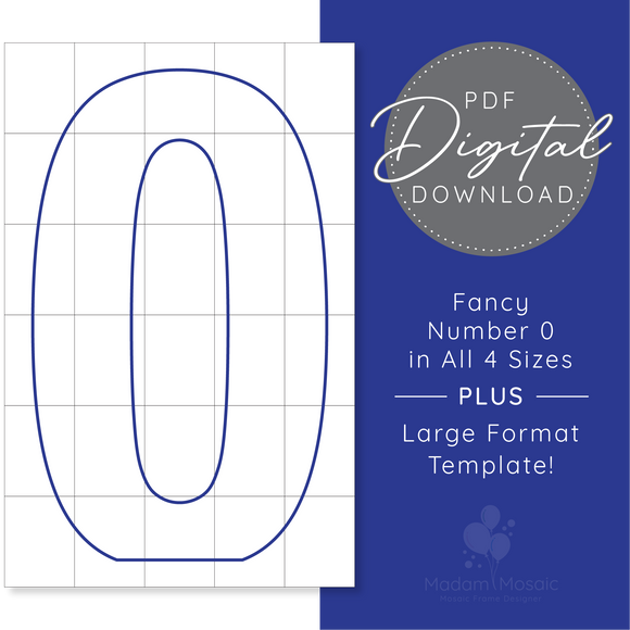 Fancy Number 0 - Digital Mosaic Template
