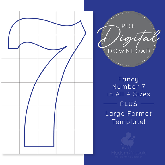 Fancy Number 7 - Digital Mosaic Template