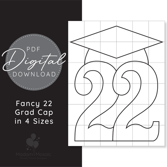 Fancy 22 Graduation Cap  - Digital Mosaic Template