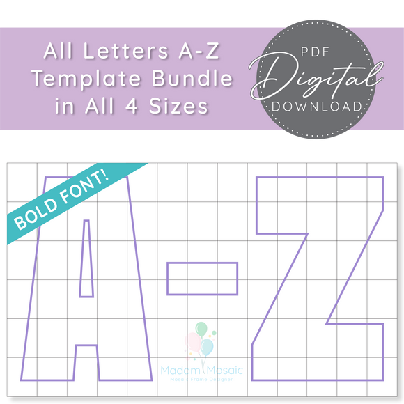 All Bold Letters, All Sizes - Digital Mosaic Template Bundle