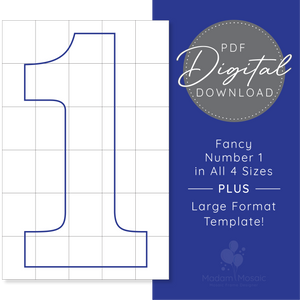 Fancy Number 1 - Digital Mosaic Template