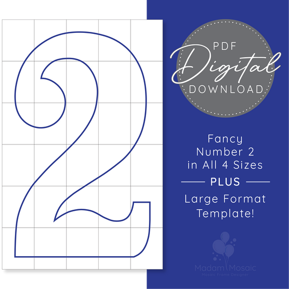Fancy Number 2 - Digital Mosaic Template