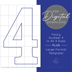 Fancy Number 4 - Digital Mosaic Template