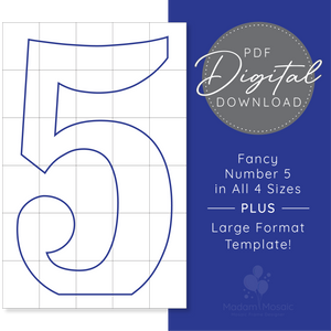 Fancy Number 5 - Digital Mosaic Template
