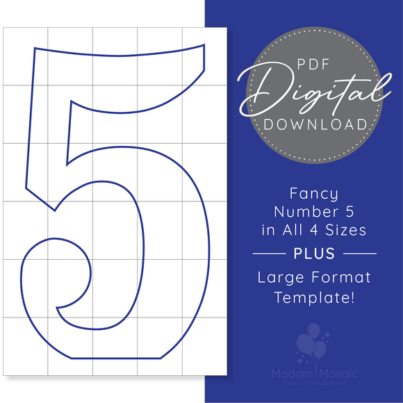 Fancy Number 5 - Digital Mosaic Template