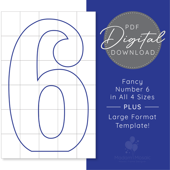 Fancy Number 6 - Digital Mosaic Template
