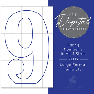 Fancy Number 9 - Digital Mosaic Template