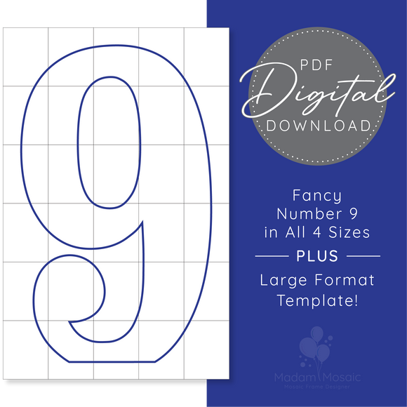 Fancy Number 9 - Digital Mosaic Template