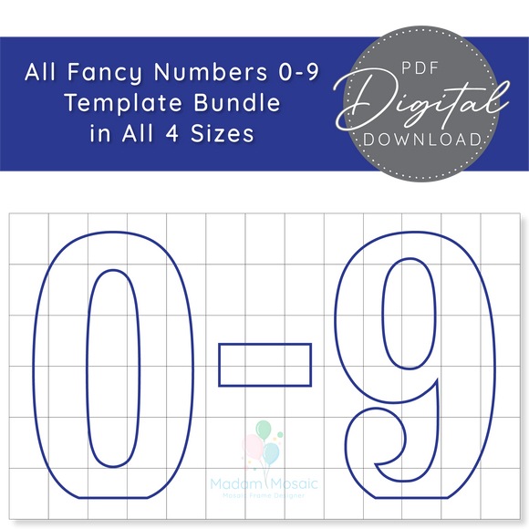 All Fancy Numbers, All Sizes - Digital Mosaic Template Bundle
