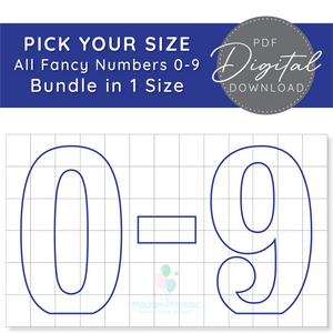 All Fancy Numbers, Pick Your Size! - Digital Mosaic Template Bundle