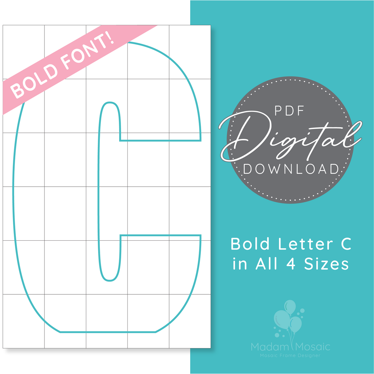 Bold Letter C - Digital Mosaic Template – Madam Mosaic