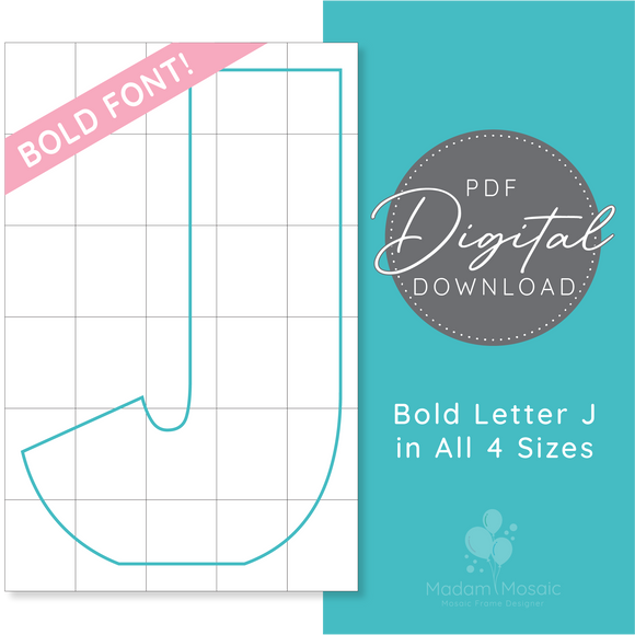 Bold Letter J - Digital Mosaic Template