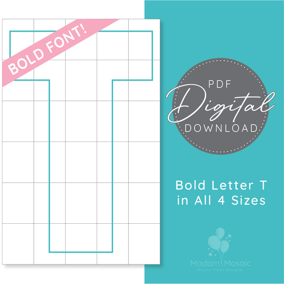 Bold Letter T - Digital Mosaic Template