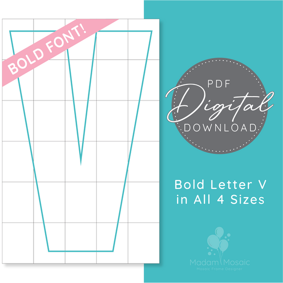 Bold Letter V - Digital Mosaic Template