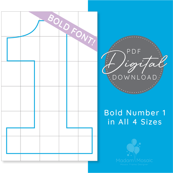Bold Number 1 - Digital Mosaic Template