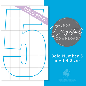Bold Number 5 - Digital Mosaic Template