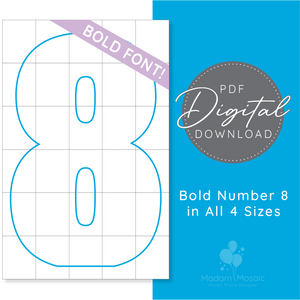 Bold Number 8 - Digital Mosaic Template