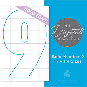 Bold Number 9 - Digital Mosaic Template
