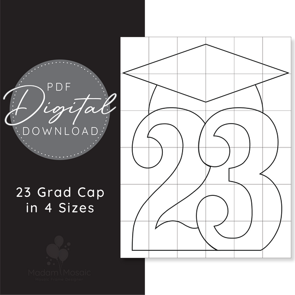 Fancy 23 Graduation Cap  - Digital Mosaic Template