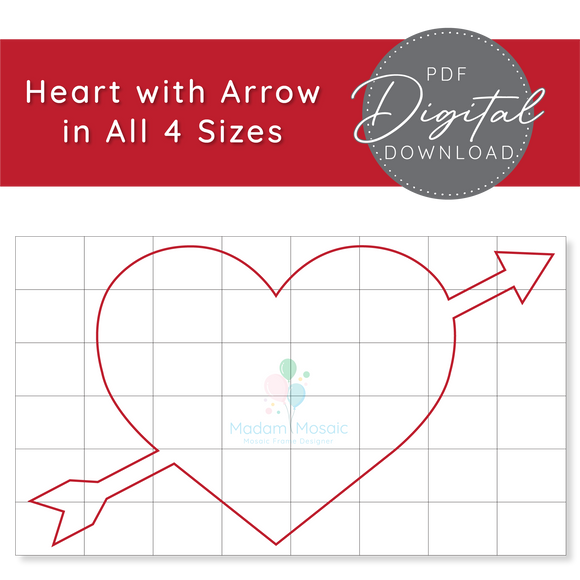 Heart with Arrow - Digital Mosaic Template